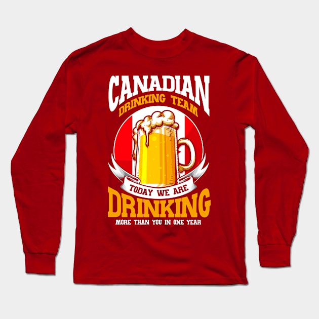 Beer Drinking Team Canada Long Sleeve T-Shirt by Toeffishirts